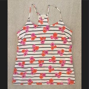 J Crew Printed Racerback Camisole Floral Striped